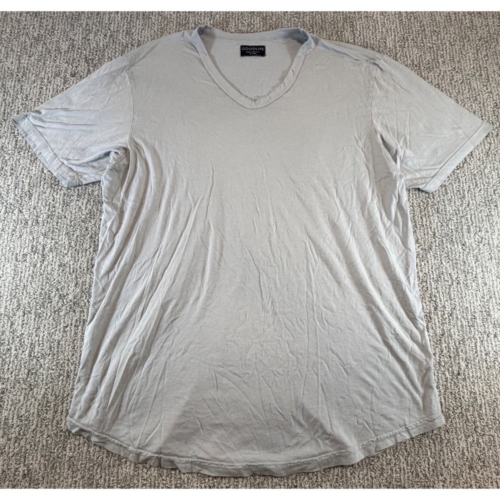 Goodlife V-Neck T-Shirt Mens XXL Gray Supima Micromodal Curved Hem Made in USA